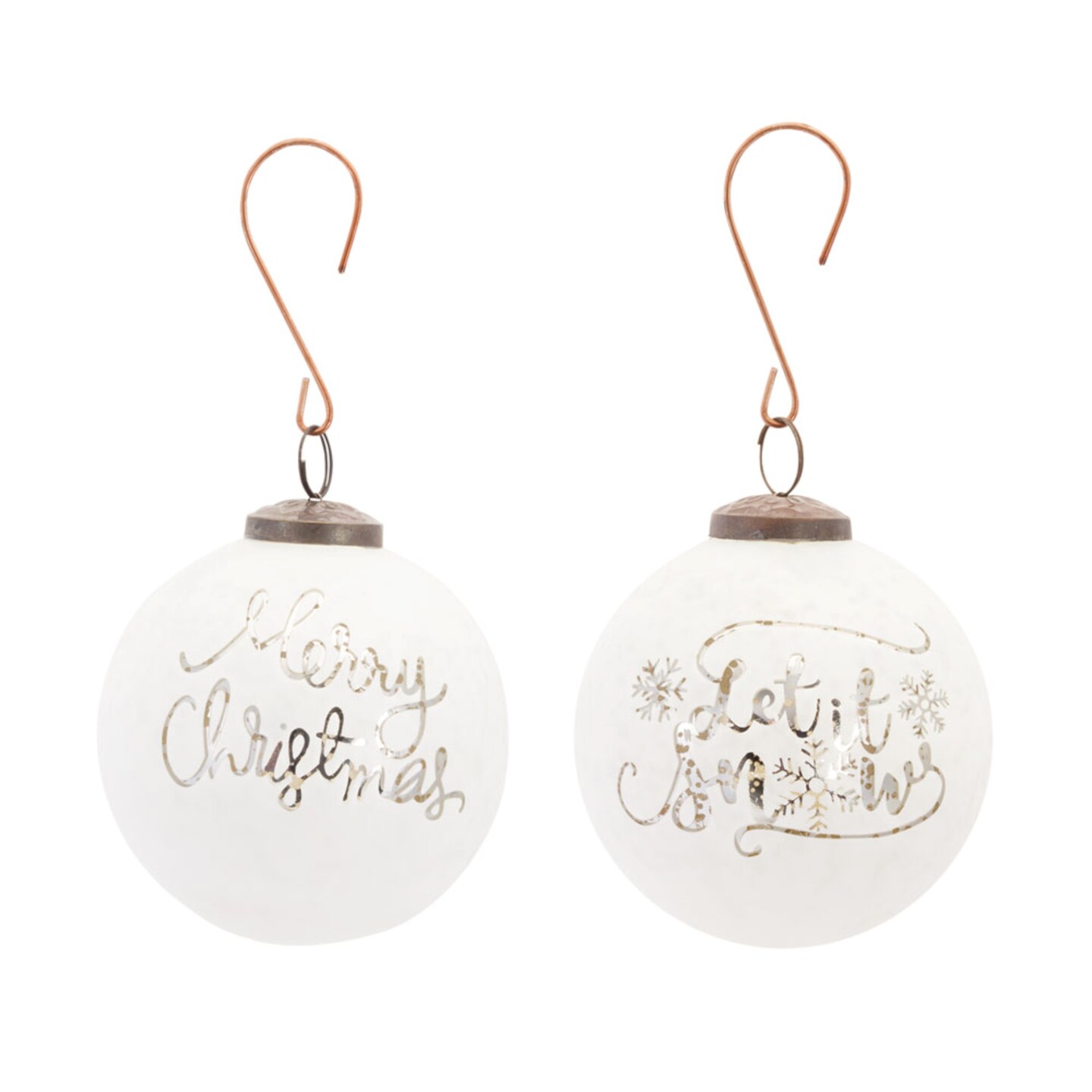 Melrose Christmas Glass Ball Ornaments 5&#x22; (127mm) - White - 4ct