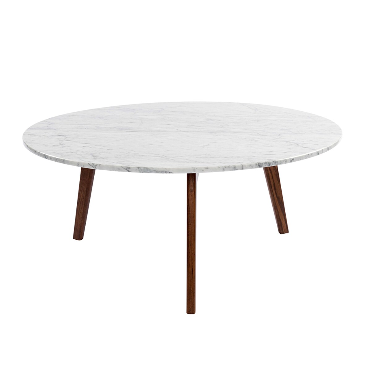 Contemporary Home Living 31.5&#x22; White Round Italian Carrara Marble Coffee Table