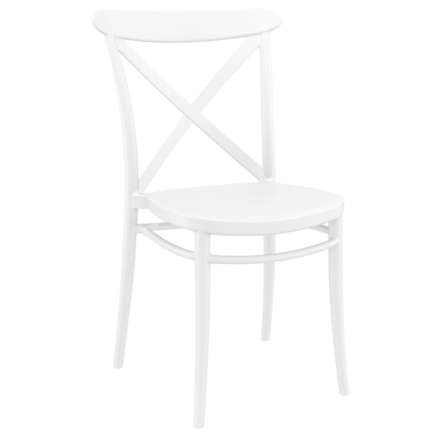 Luxury Commercial Living 34.25&#x22; White Patio Cross Armless Dining Chair
