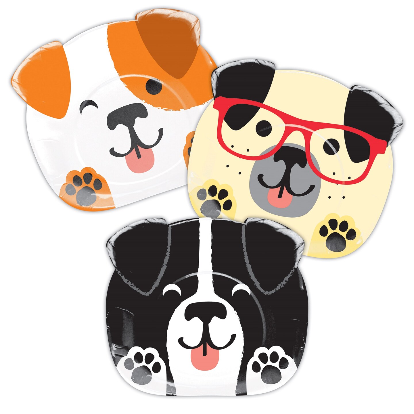 Party Central Club Pack of 96 White and Black Dog Themed Dinner Plates 8.75"
