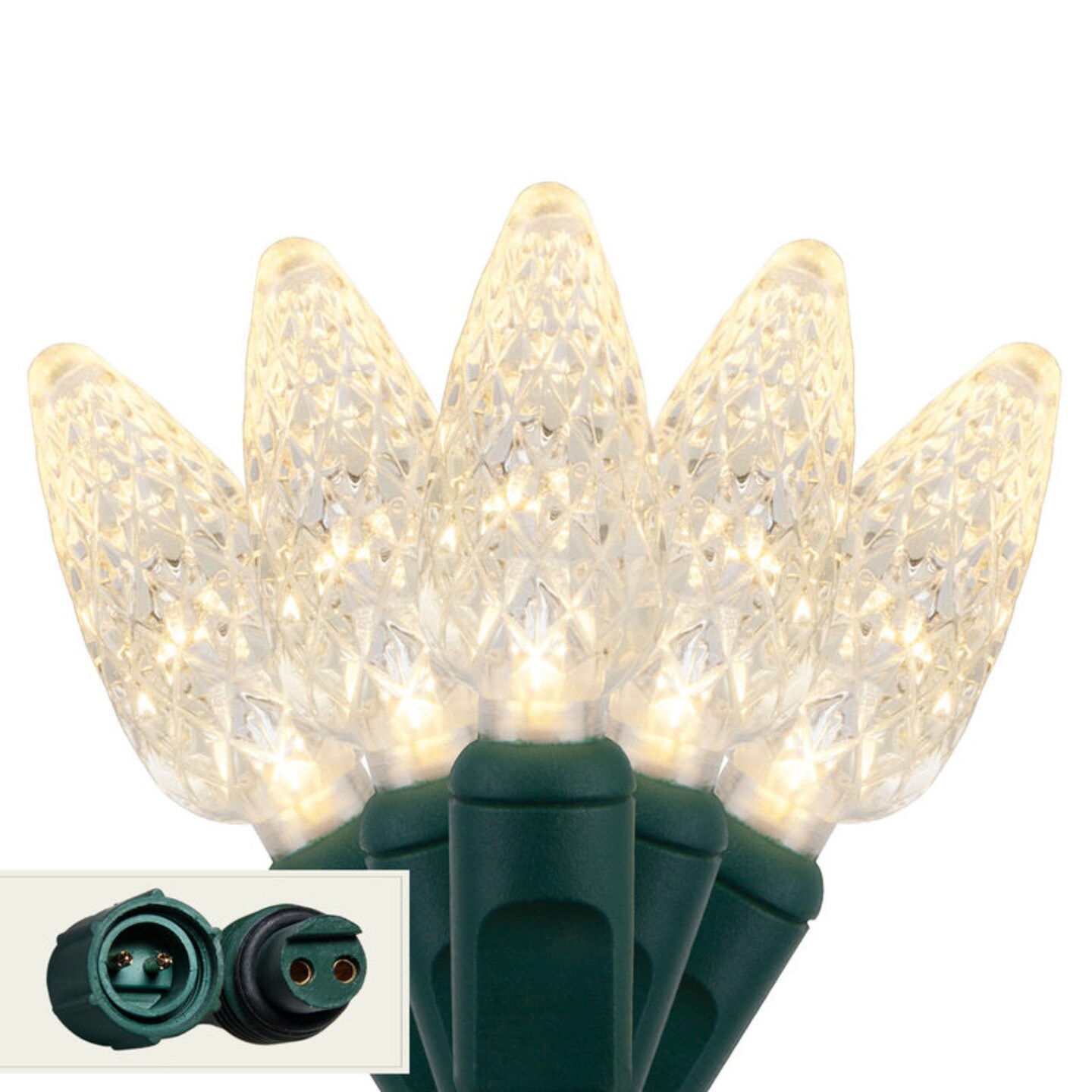 Merry and Light 50Count Warm White C6 LED Mini Christmas Lights, 9ft