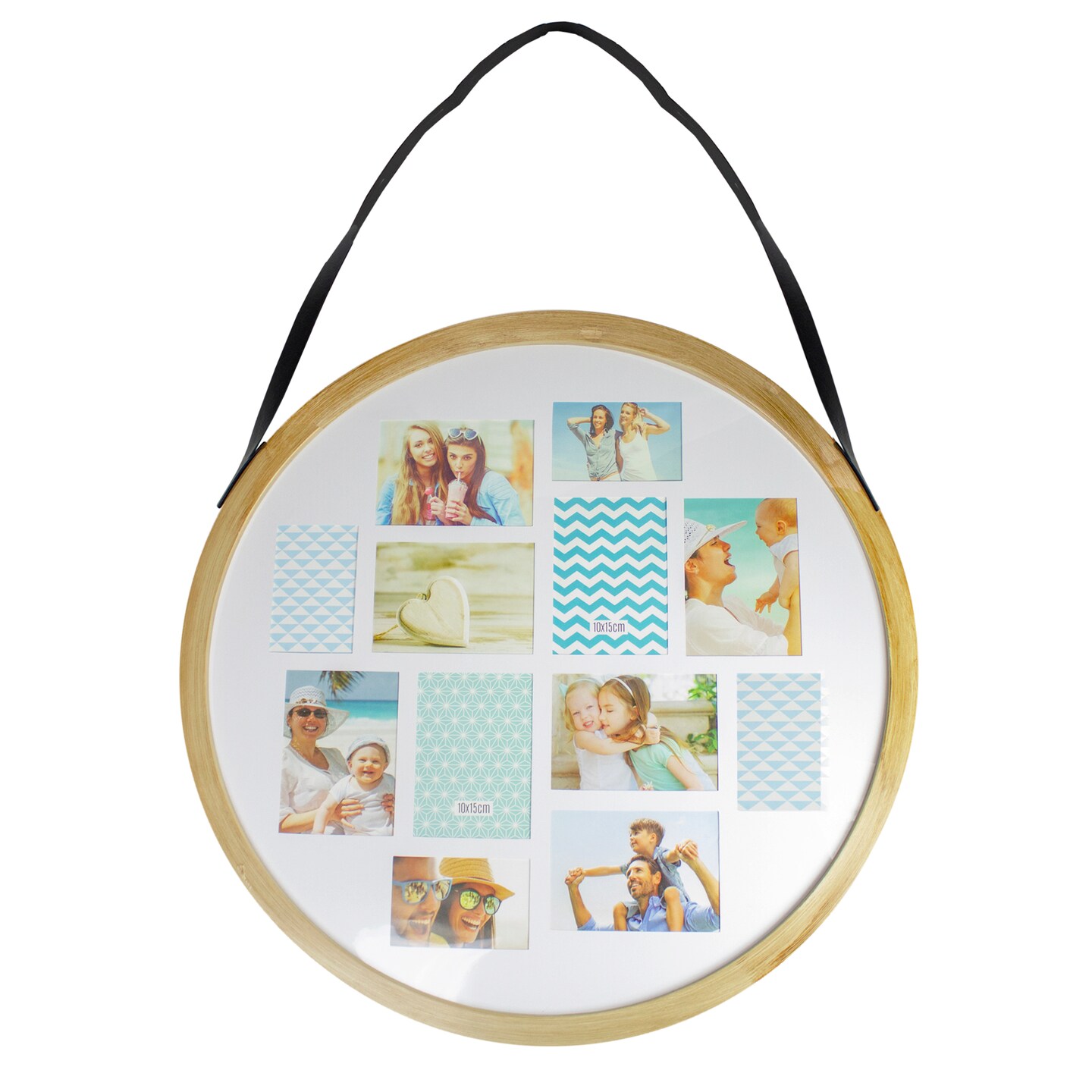 Northlight Round Wooden Wall Collage with 12-Picture Slots - for 4&#x22; x 6&#x22; and 5&#x22; x 7&#x22; Photos