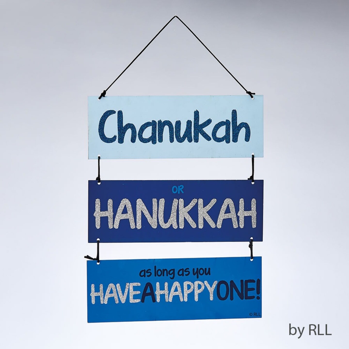 Rite Lite 14&#x22; Blue and Silver Glittered Hanukkah Wall Sign