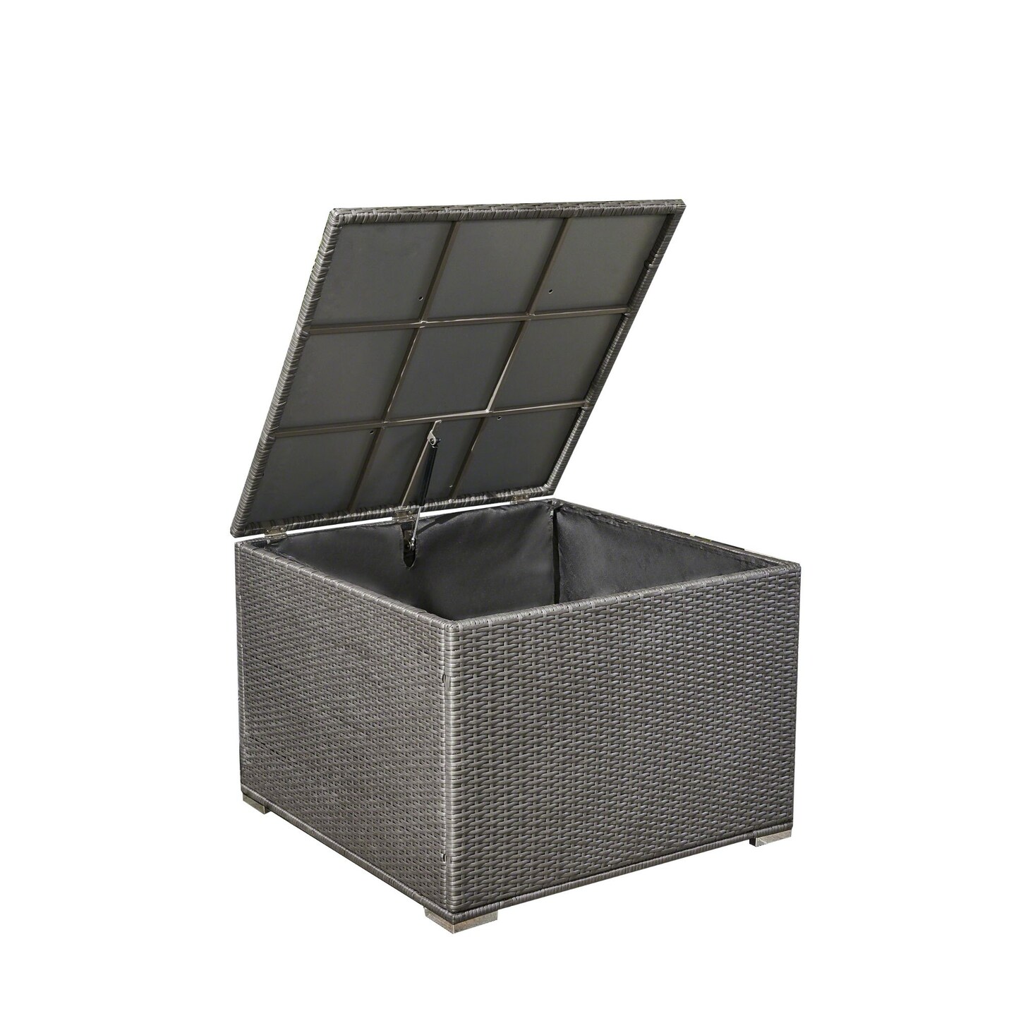 Contemporary Home Living 33.50&#x22; Gray Resin Wicker Outdoor Storage Ottoman