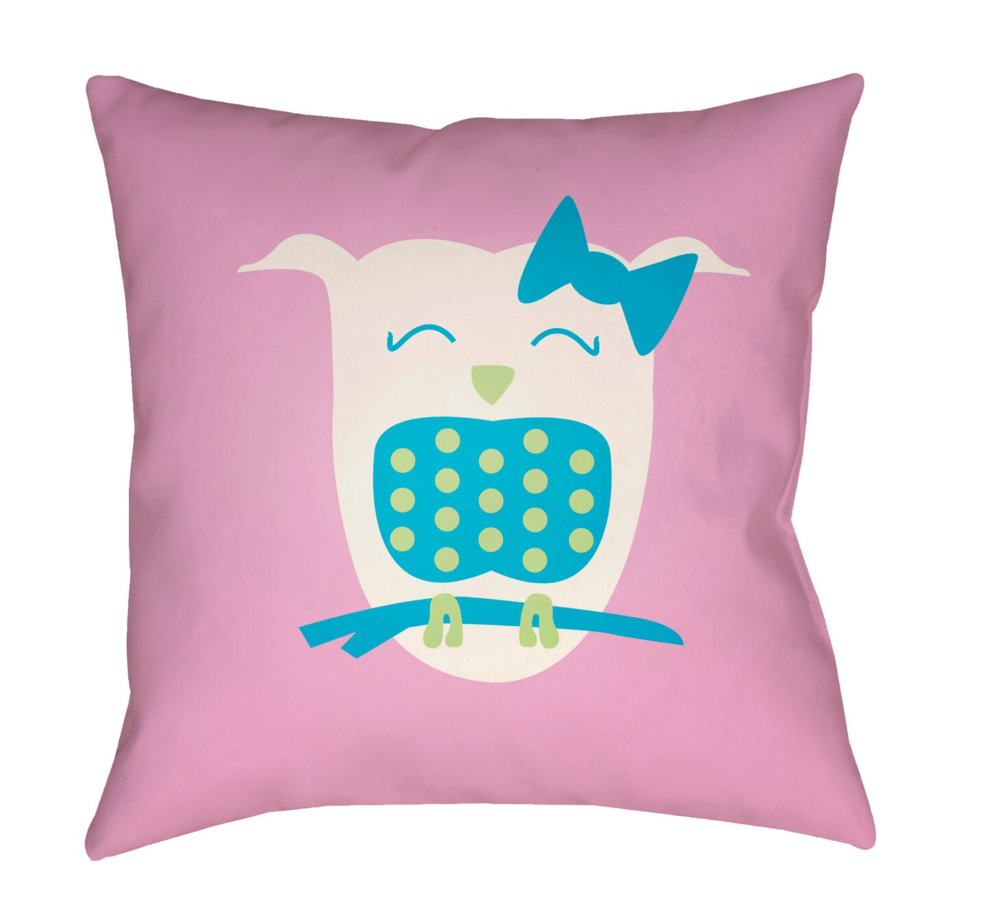 Tiwari Home 18&#x201D; Pink and Ivory Printed Owl Design Square Woven Throw Pillow Cover with Knife Edge