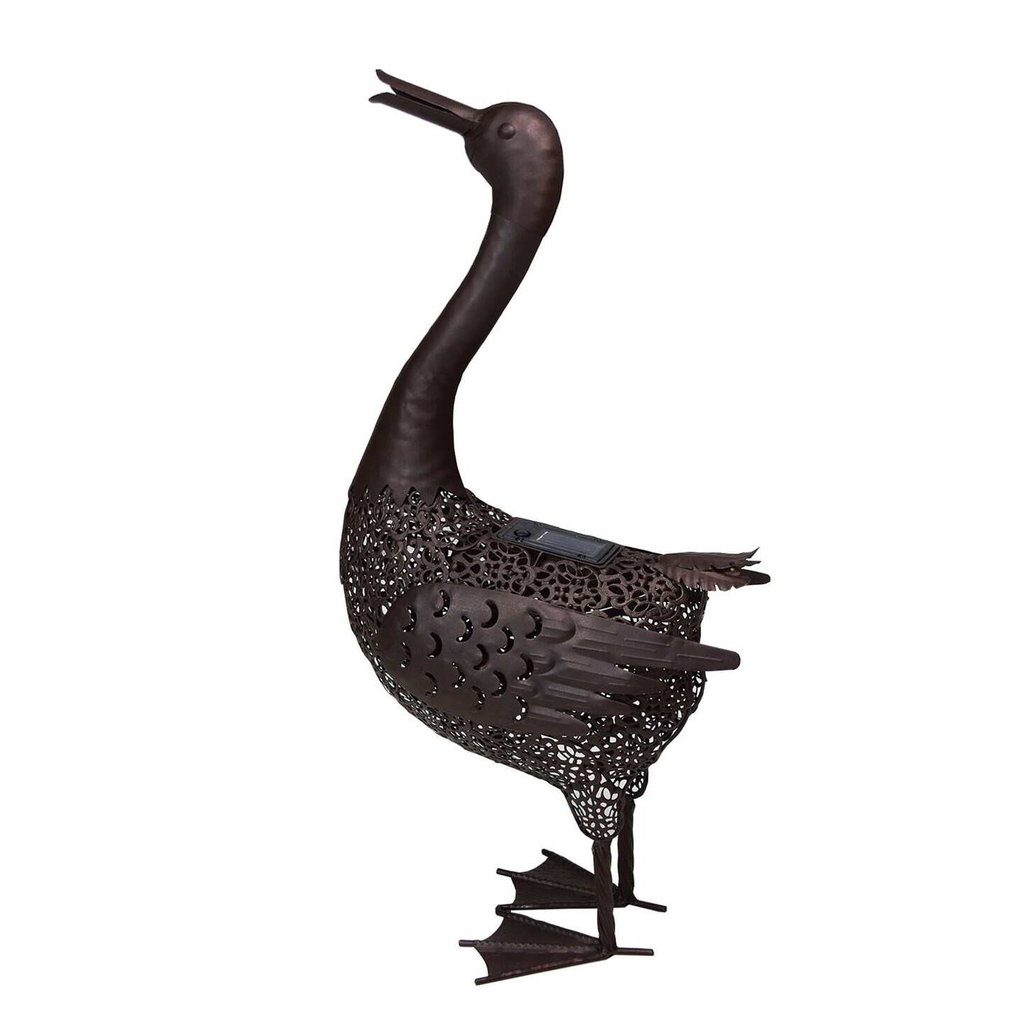 Outdoor Living and Style Solar LED Lighted Duck Outdoor Garden Statue - 25&#x22; - Brown