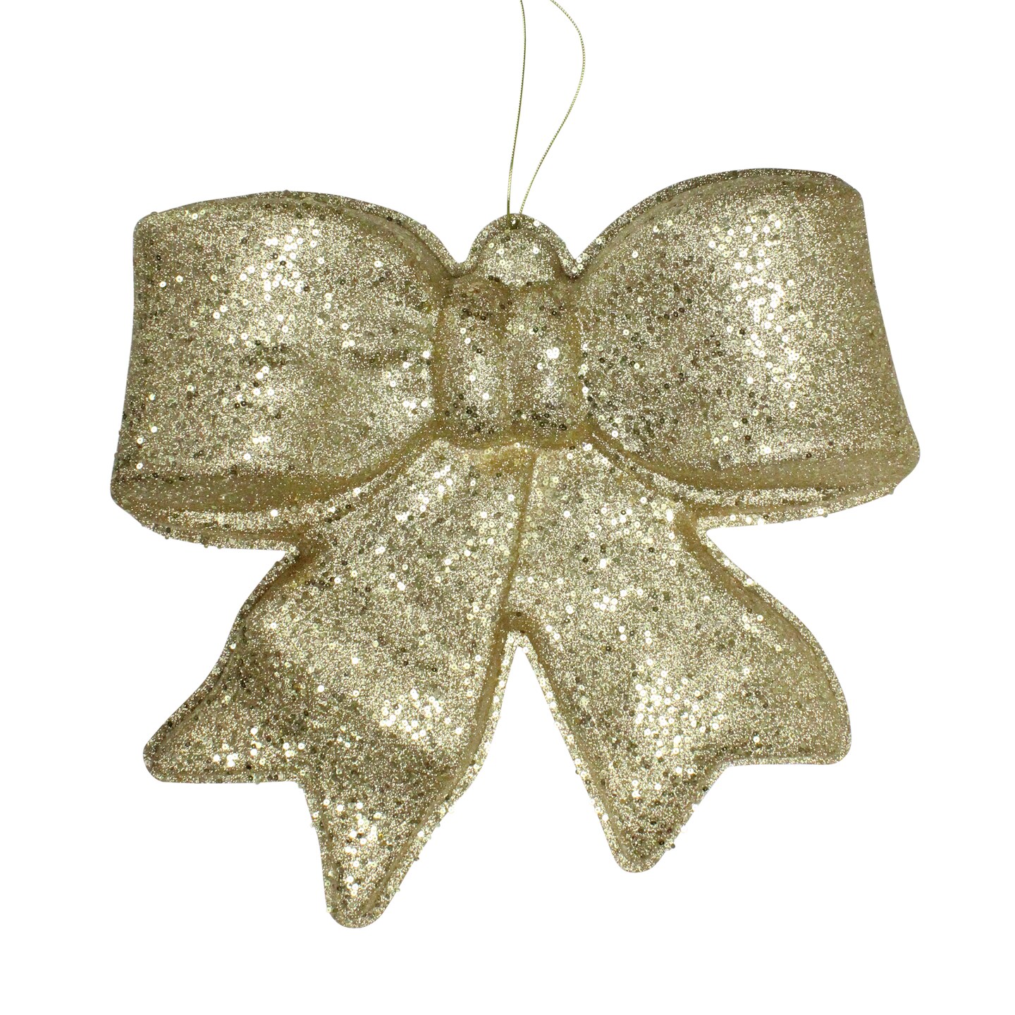 PENN LED Lighted Glittered Bow Christmas Decoration - 16&#x22; - Gold