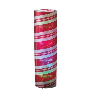 Midwest 24&#x22; Transparent Red and White Striped LED Color Changing Lighted Hanging Christmas Lantern