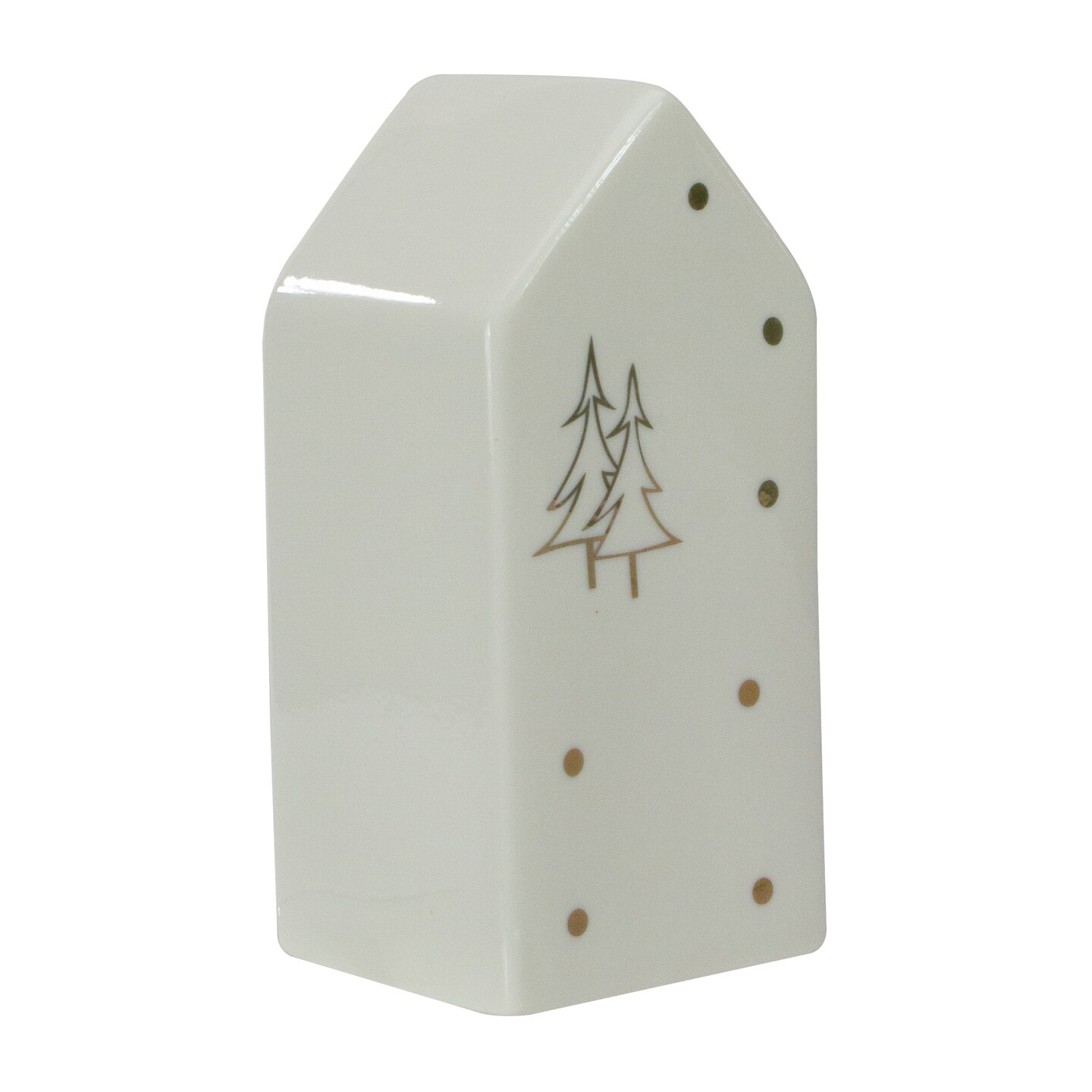 Northlight 5&#x22; White and Gold Ceramic House Christmas Tabletop Decoration
