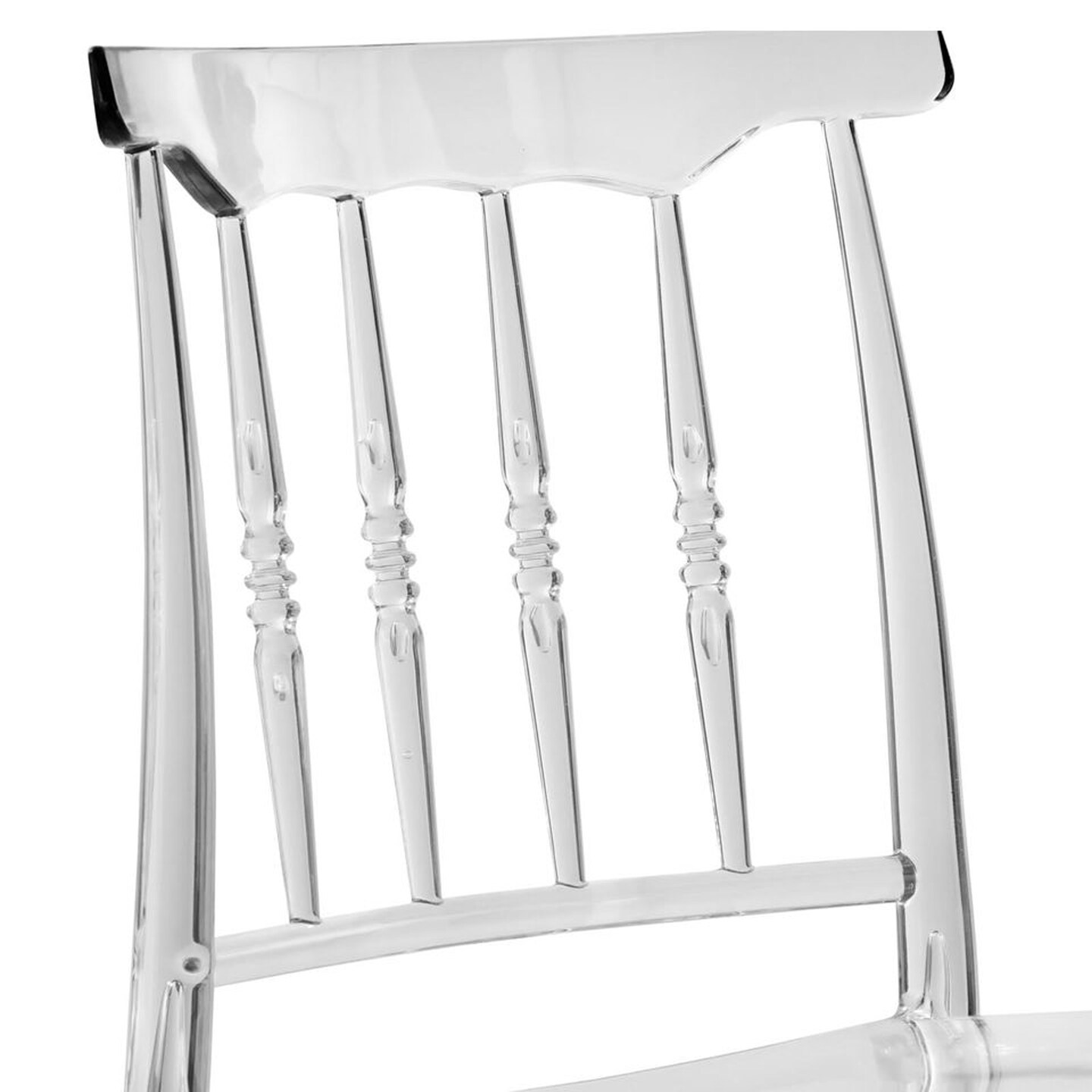 LeisureMod Spindle Transparent Modern Lucite Dining Chair in Clear - Clear