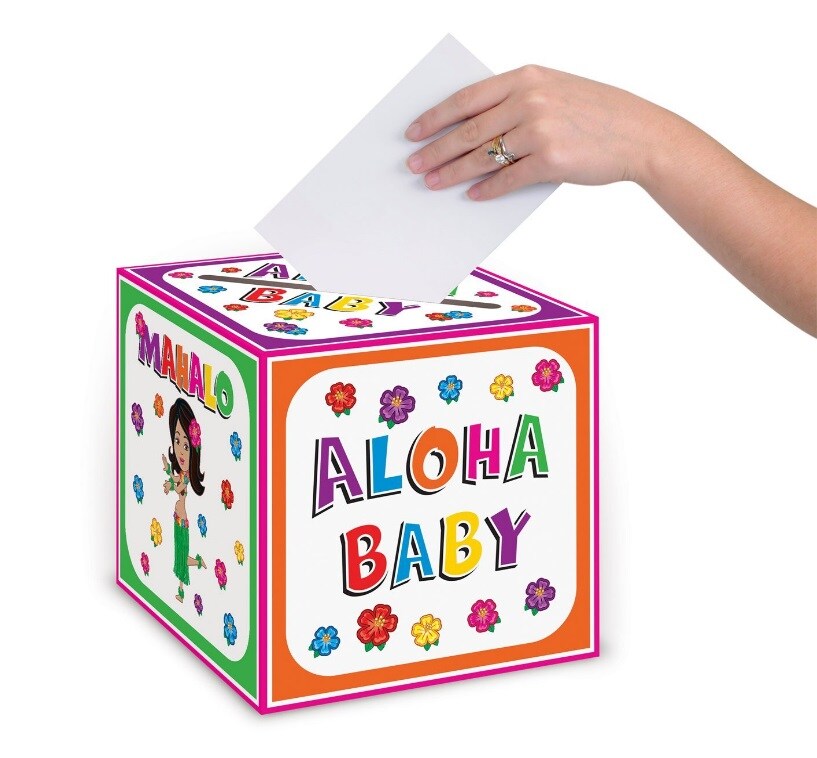 Party Central Pack of 6 Vibrantly Colored Hawaiian Aloha Baby Shower Card Box 9"
