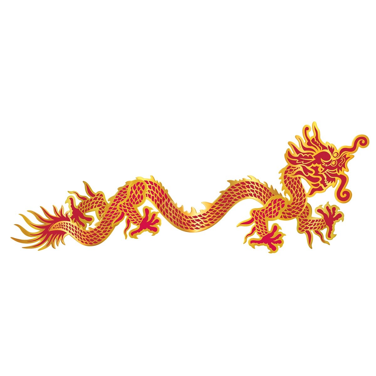 Party Central Club Pack of 12 Red and Gold Asian Fusion Chinese New Year Jointed Dragon Party Decors 6&#x27;