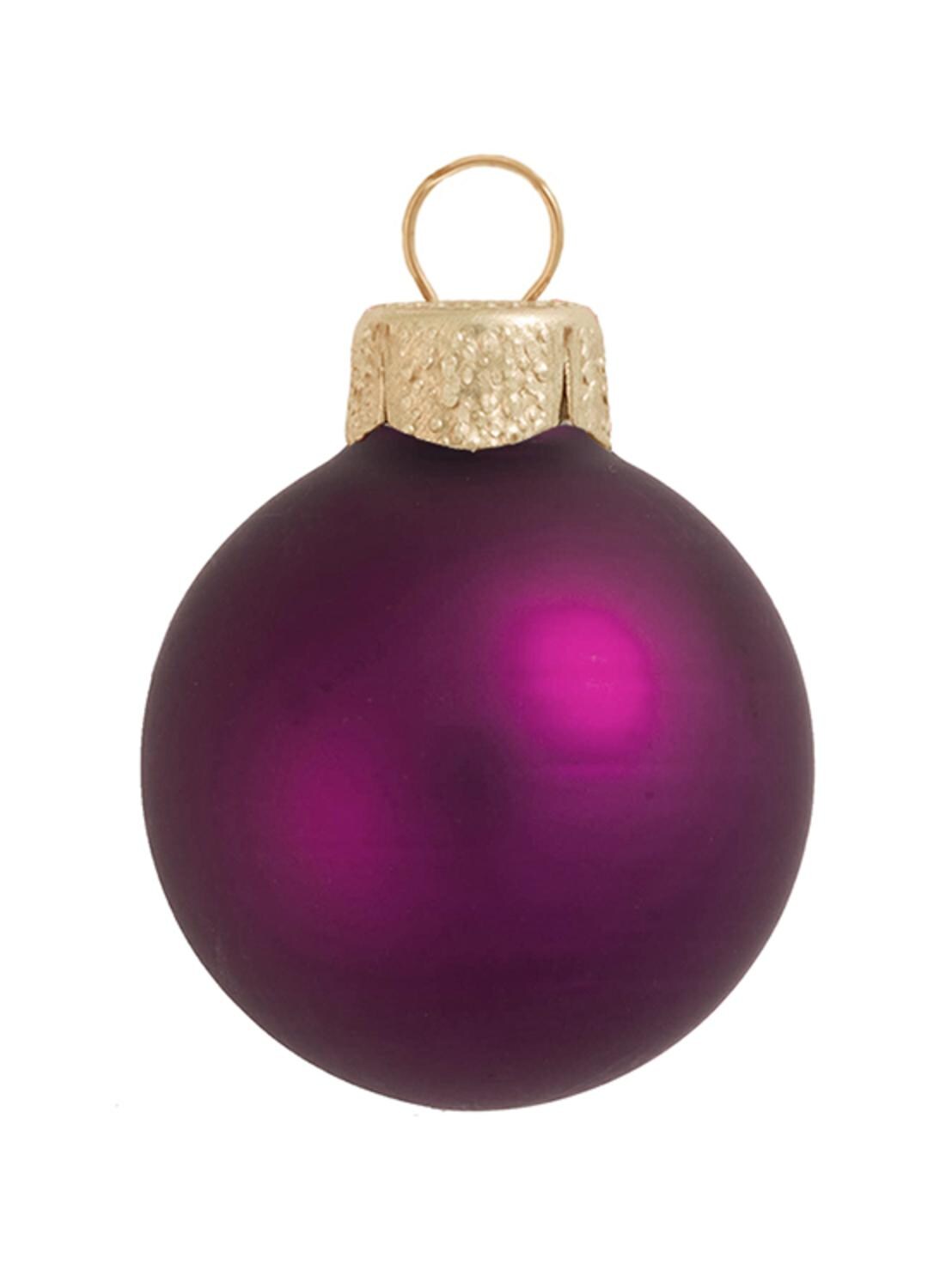 Whitehurst Matte Finish Glass Christmas Ball Ornaments - 4&#x22; (100mm) - Plum Purple - 6ct