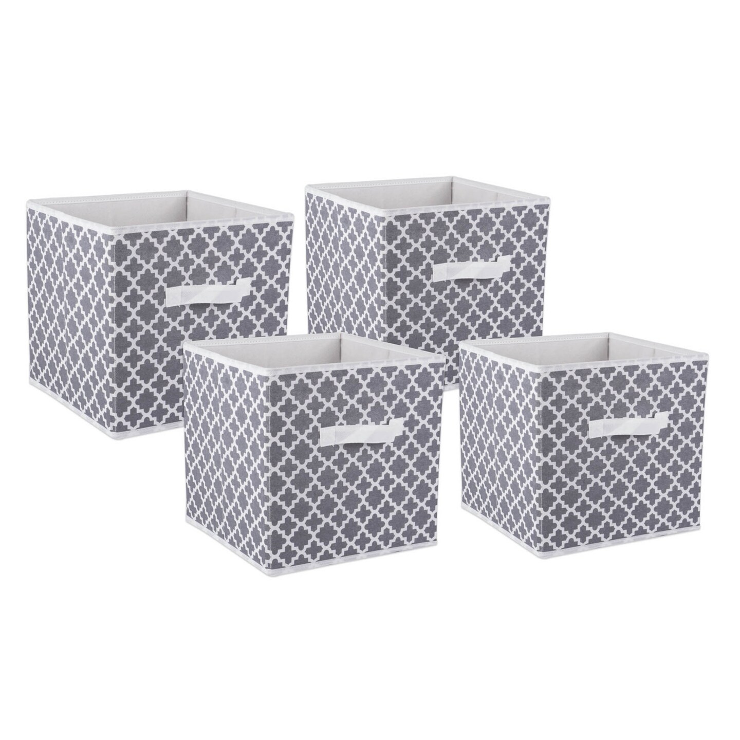 Contemporary Home Living Set of 4 Gray Square Cube Storage Bin 11&#x22;