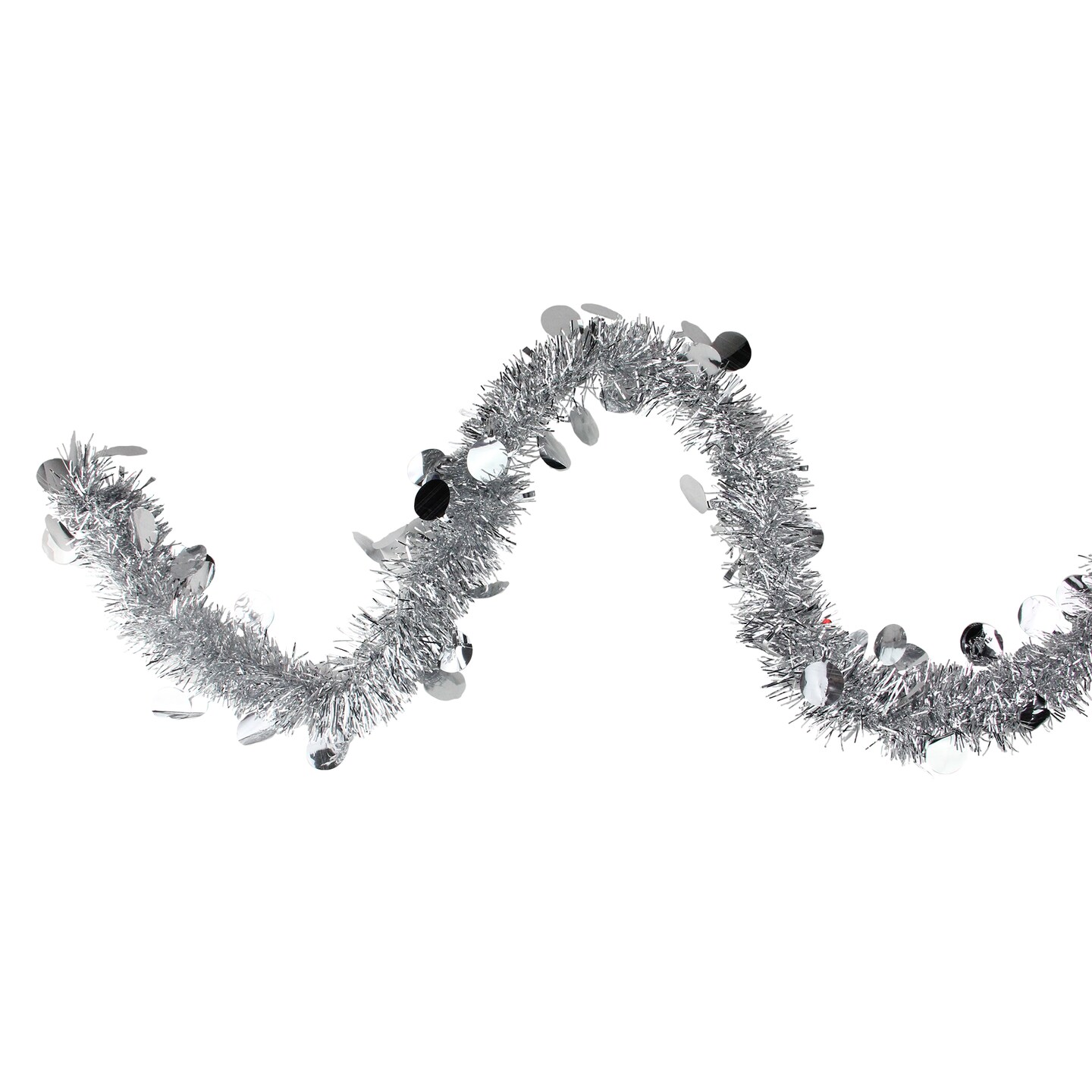Northlight Tinsel and Polka Dot Commercial Christmas Garland - 50' x 2.5" - Silver - Unlit