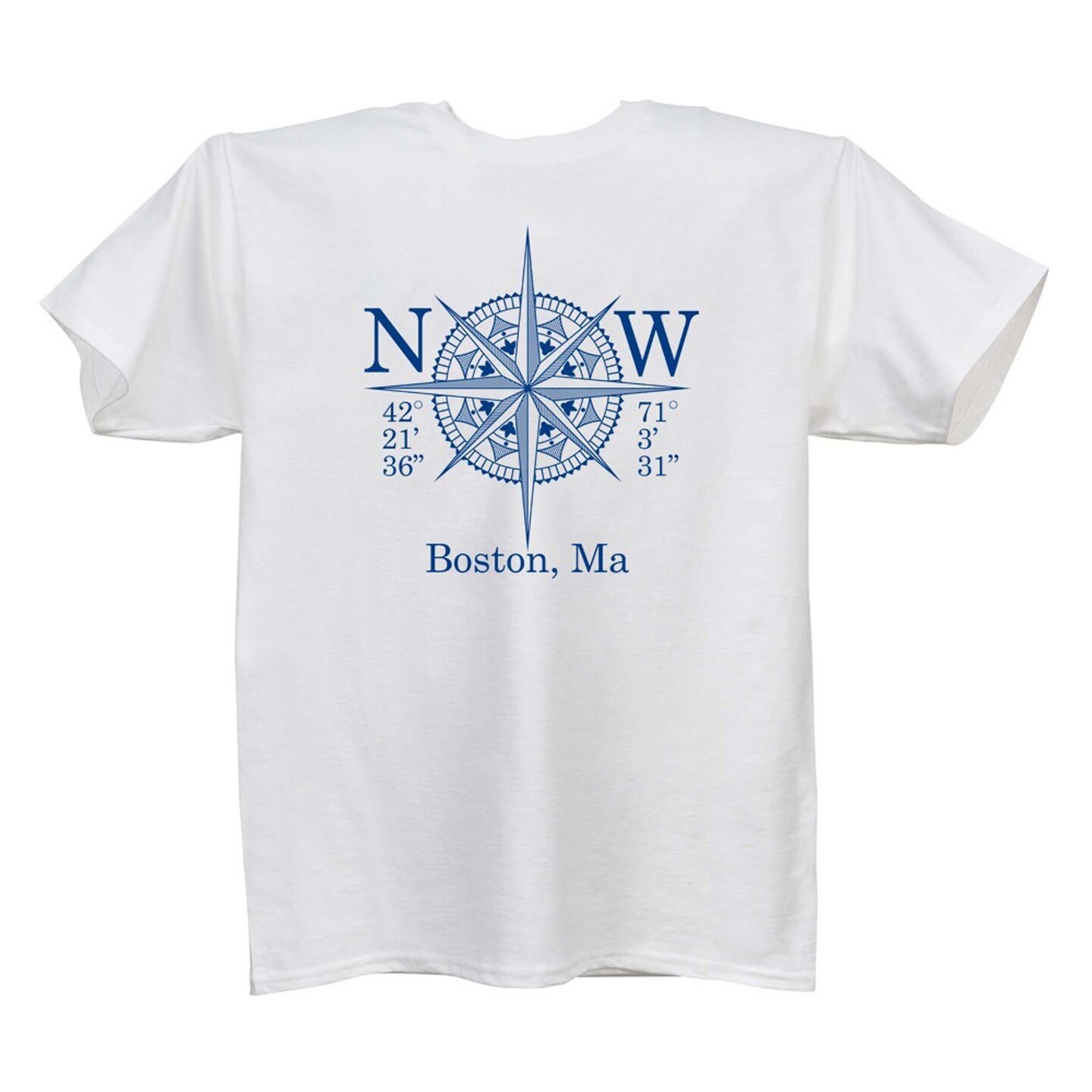 Contemporary Home Living 44&#x22; Men&#x27;s Cotton T-Shirt with Longitude and Latitude Design