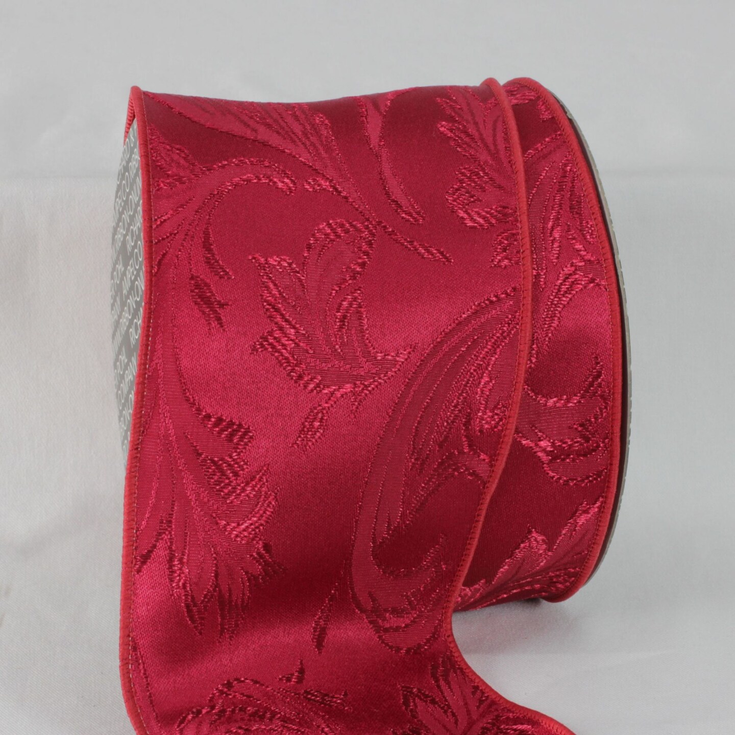 The Ribbon People Carmine Red Floral Wired Craft Ribbon 4" x 20 Yards