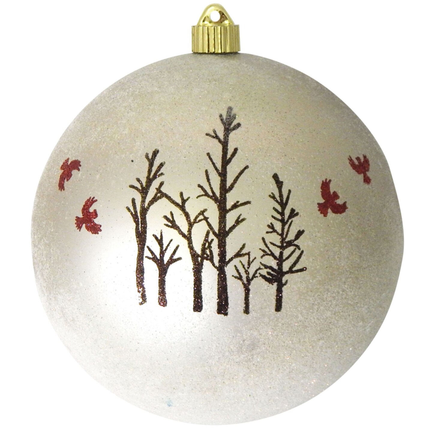 Christmas by Krebs Buff Velvet Trees and Cardinals Shatterproof Christmas Ball Ornament 8" (200mm)