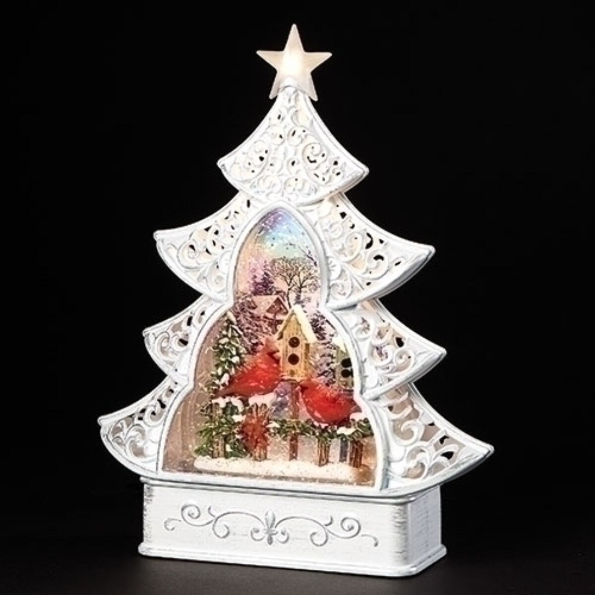 Roman 11.25&#x22; LED Lighted Cardinals Christmas Tree Snow Globe