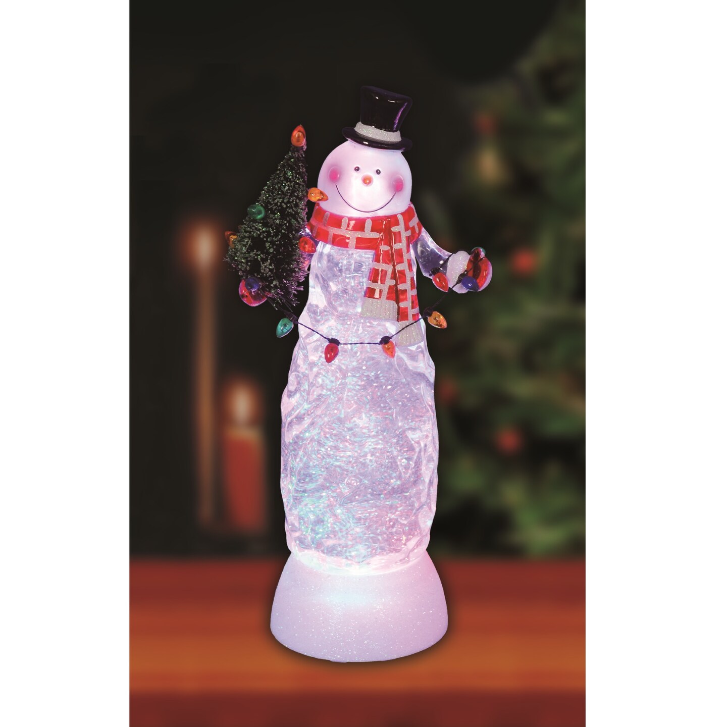 Northlight 11" Swirling Glitter LED Lighted Snowman with Tree Christmas Decoration