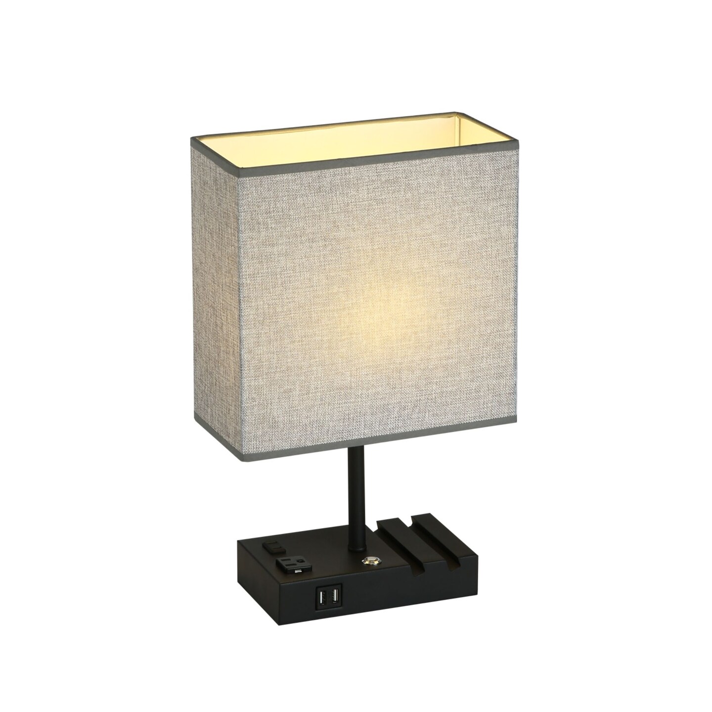 Contemporary Home Living 17&#x22; Black Table Lamp with Gray Square Shade
