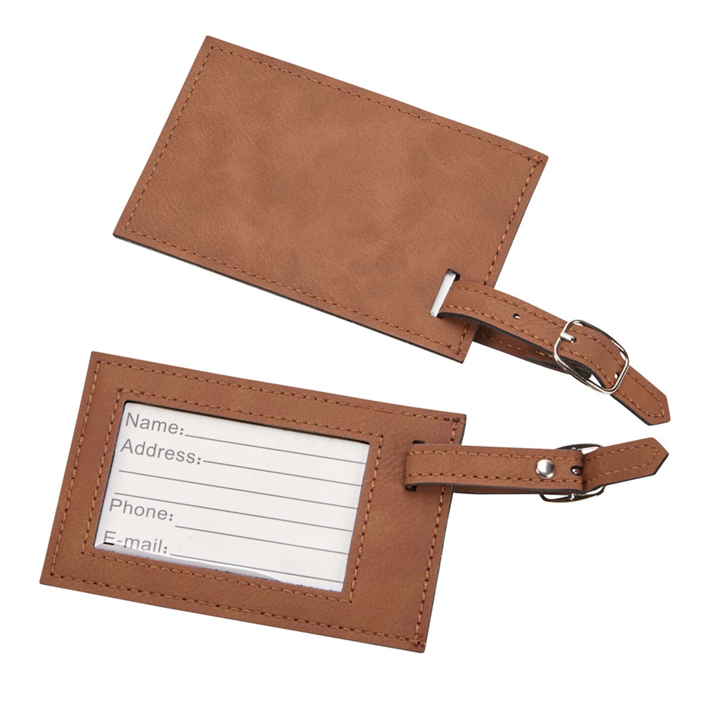 Contemporary Home Living 4 3/8&#x22; Caramel Leatherette Luggage Tag