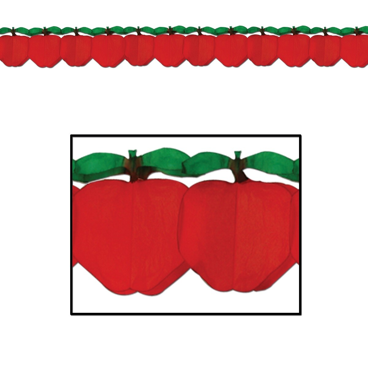 Party Central Pack of 12 Red Apple Back to School Garland Party Decorations 12'