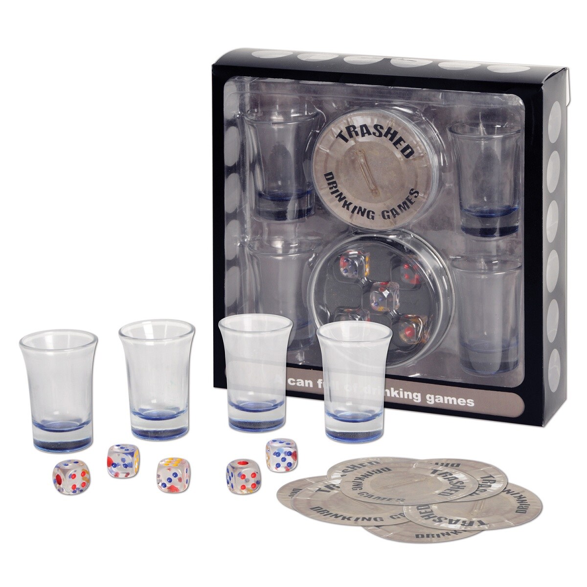 Beistle Pack of 6 Clear and White Trashed Drinking Party Games