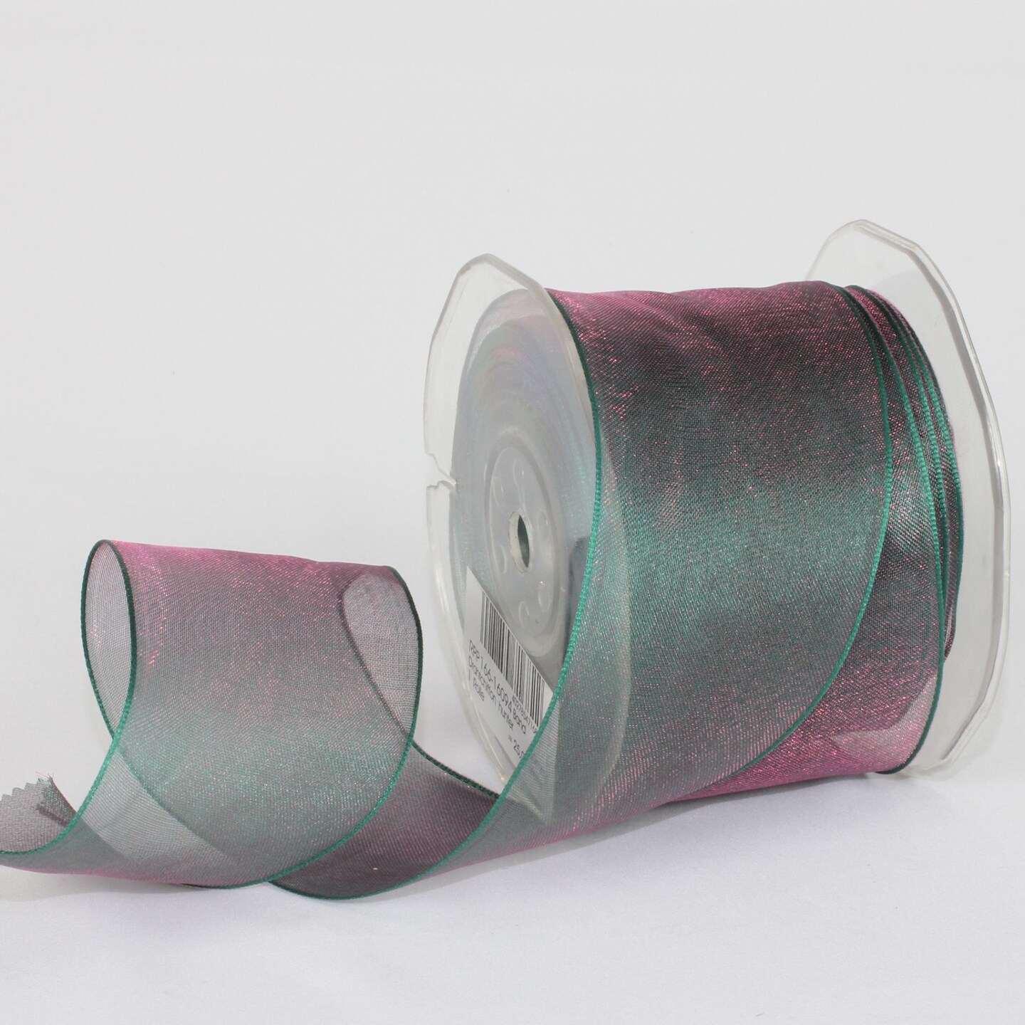 The Ribbon People Sheer Hunter Green And Pink Wired Craft Ribbon 2.375&#x22; x 27 Yards