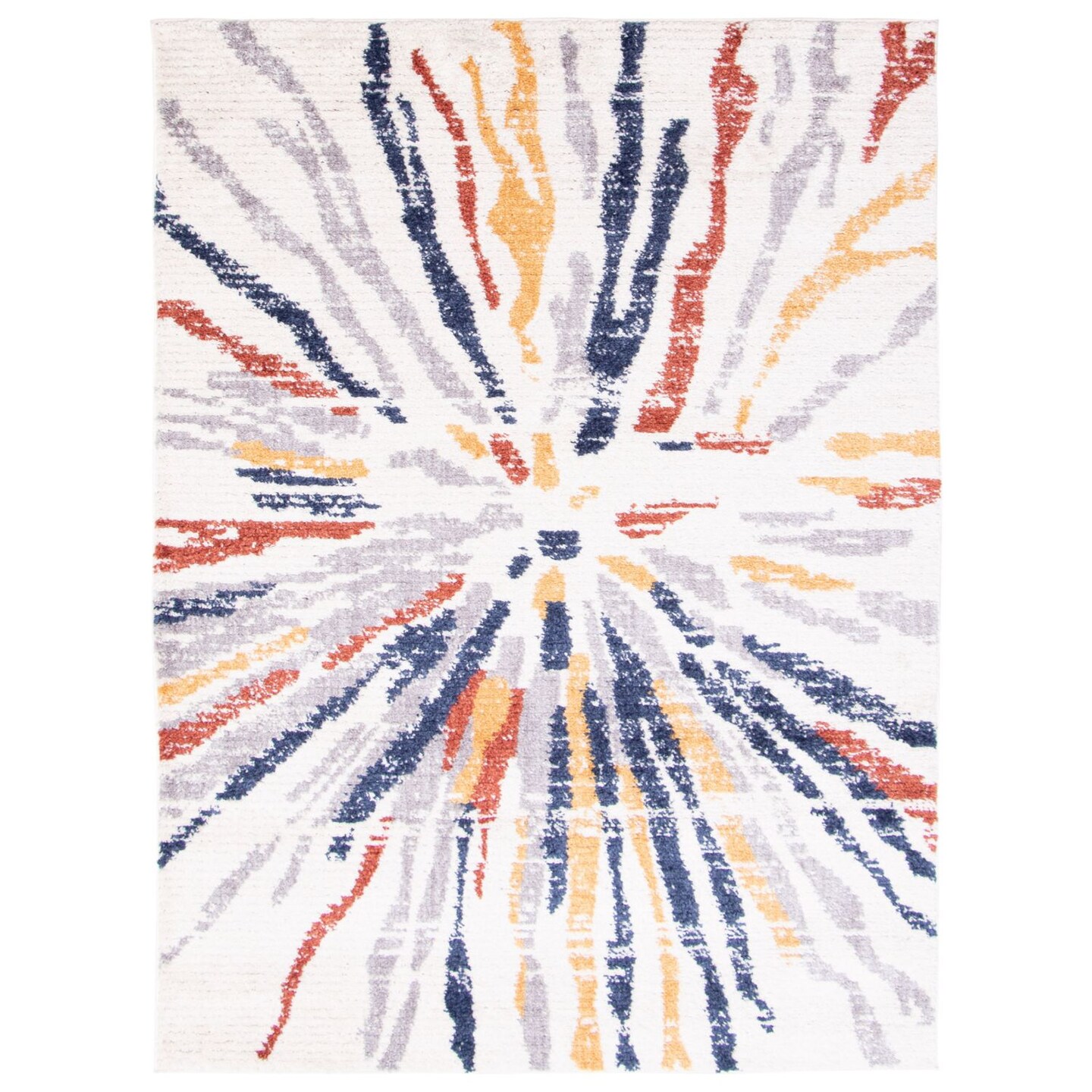 Chaudhary Living 4&#x27; x 6&#x27; Geometric Area Throw Rug - White and Navy Blue