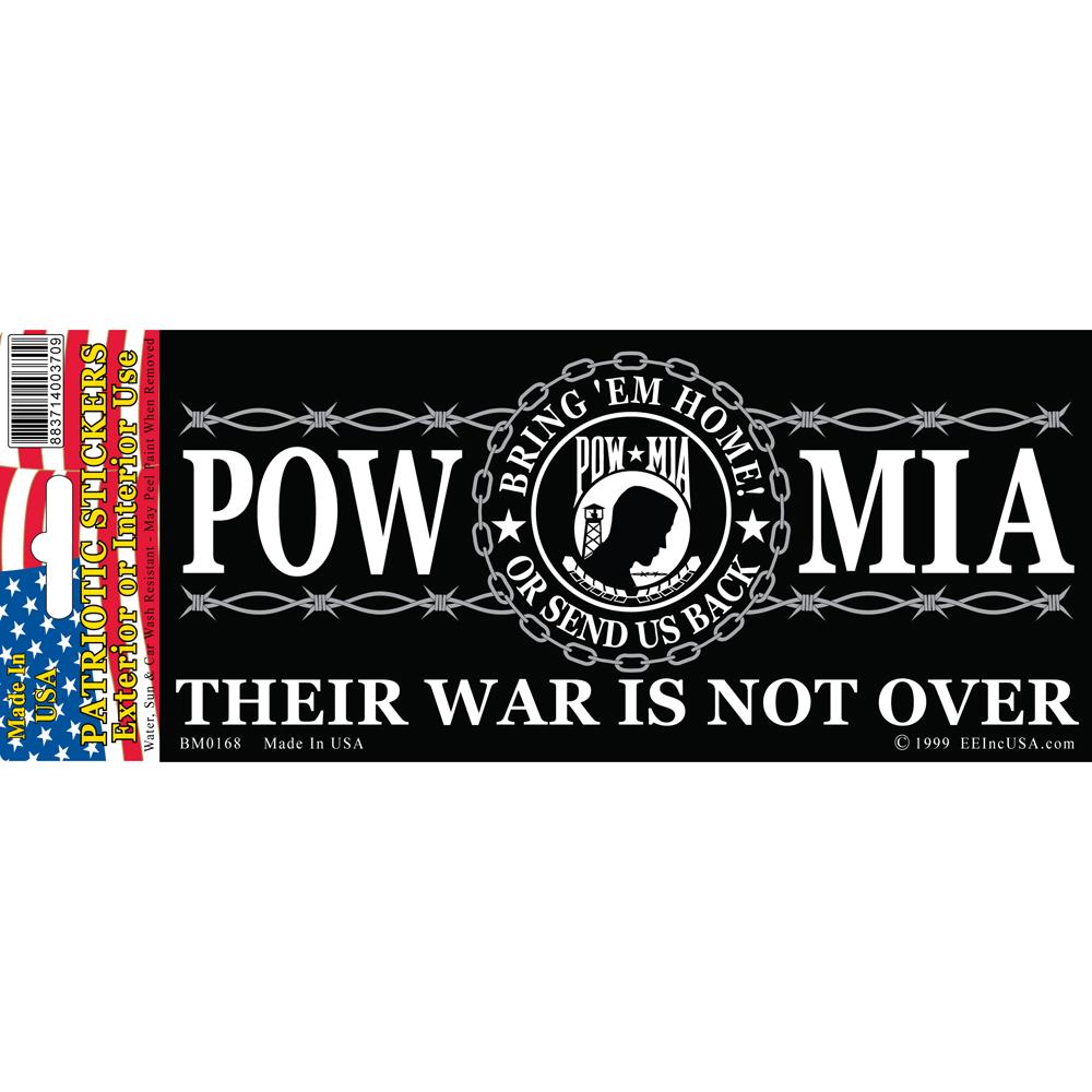 POW MIA Bring Em Home Or Send Us Back Bumper Sticker 3&#x22;X6-1/2&#x22;