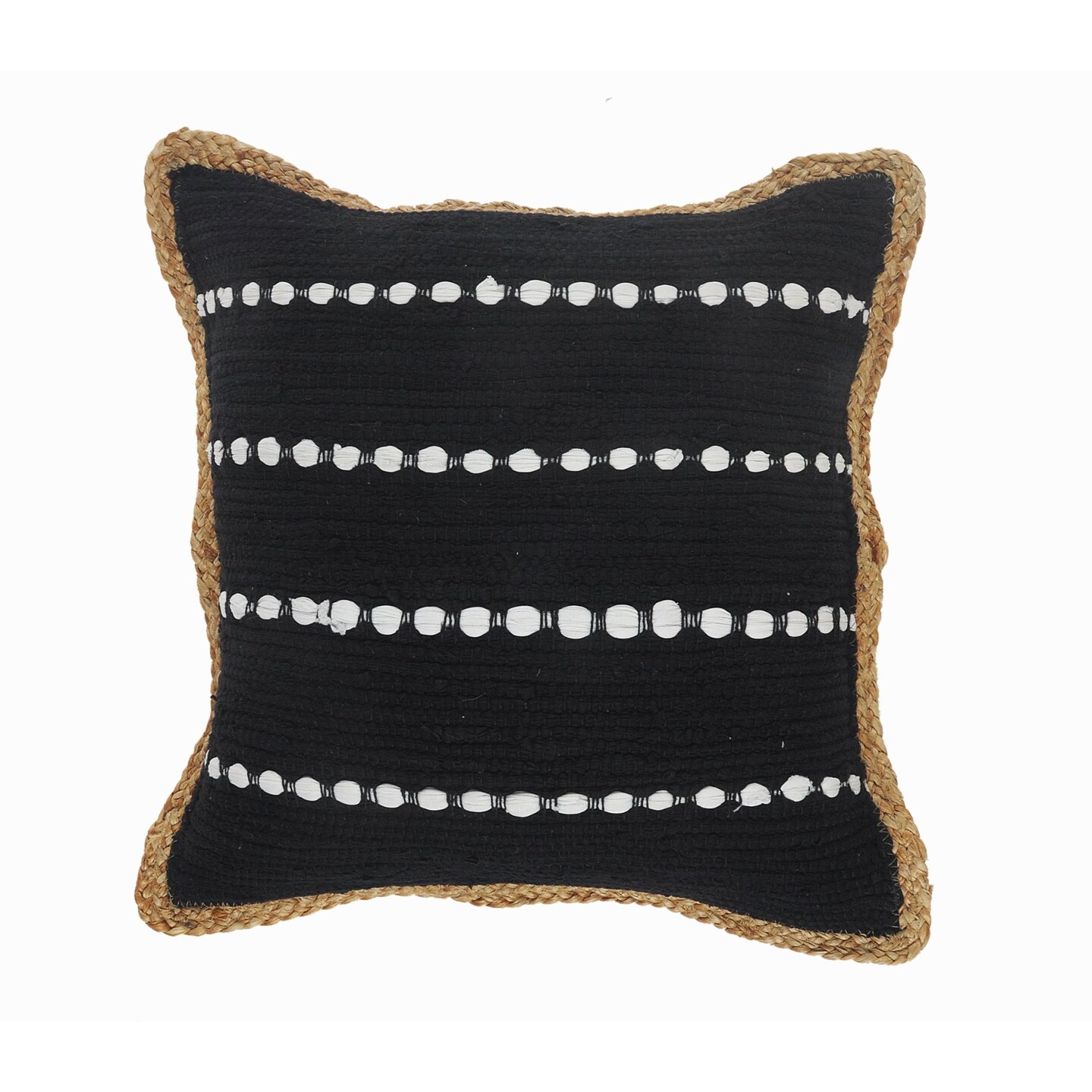 Laddha Home Designs 18" Black and White Striped Square Throw Pillow