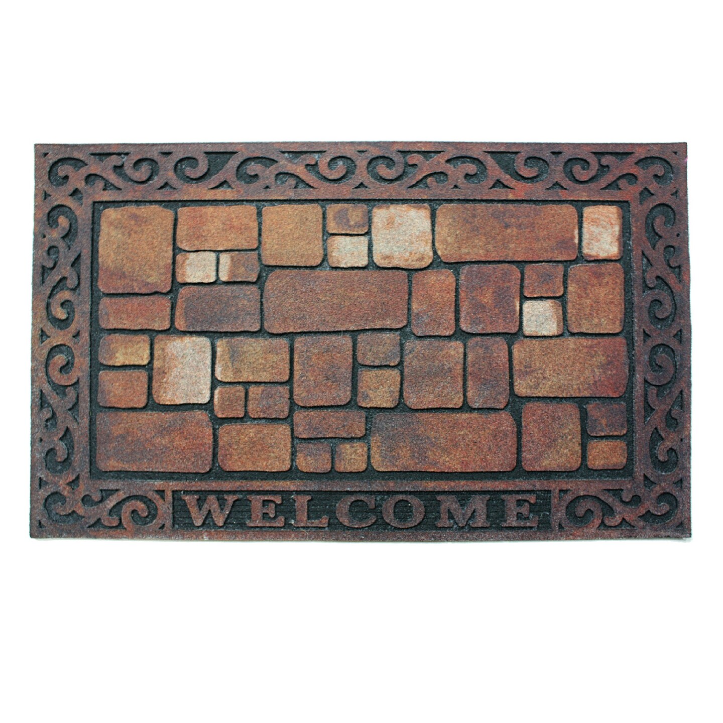 Contemporary Home Living 18&#x22; x 30&#x22; Brown with Stones Design Doormat