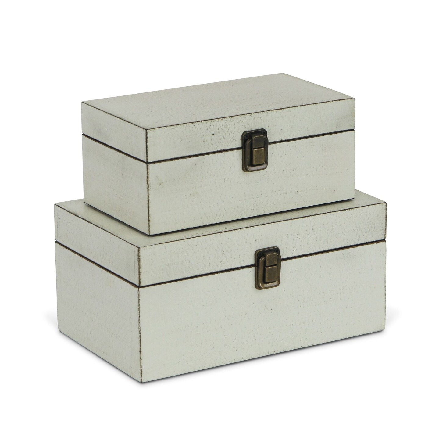 Contemporary Home Living Set of 2 White and Gold Rectangular Storage ...