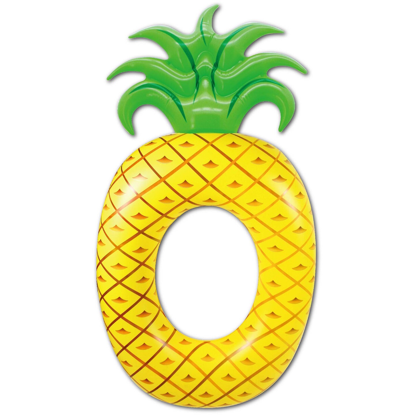 Northlight 72&#x22; Yellow Pineapple Inflatable Tube Ring Swimming Pool Float