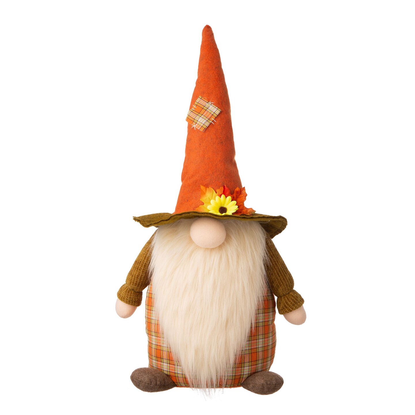 Glitzhome 24&#x22; Orange and Brown Gnome Standing Tabletop Autumn Figurine