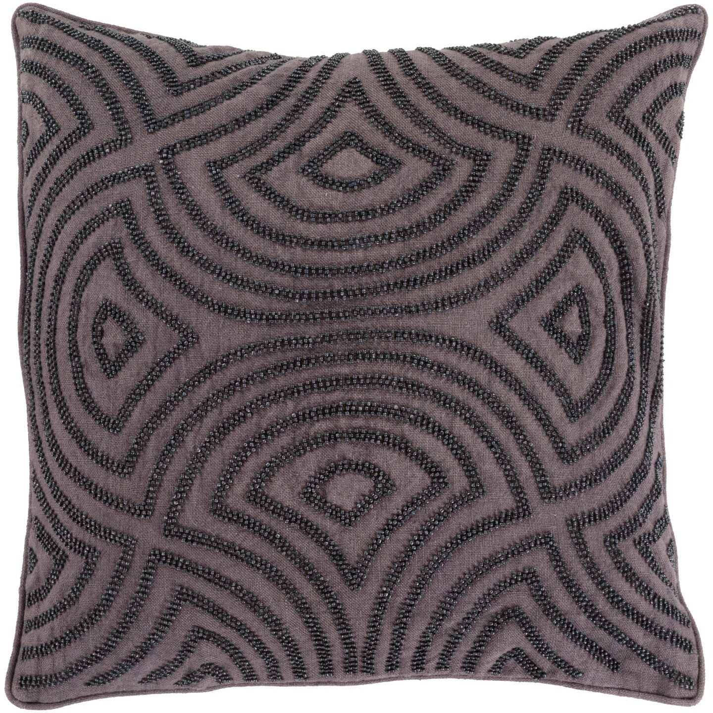 Geometric Grey beaded pillow