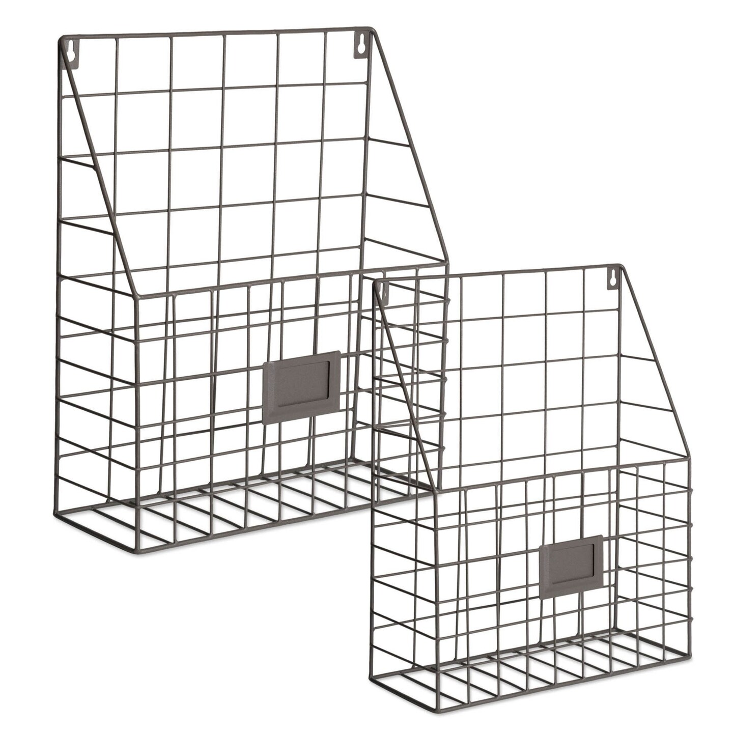 Contemporary Home Living Set of 2 Grey Wire Wall File Basket Storage, 45&#x22;