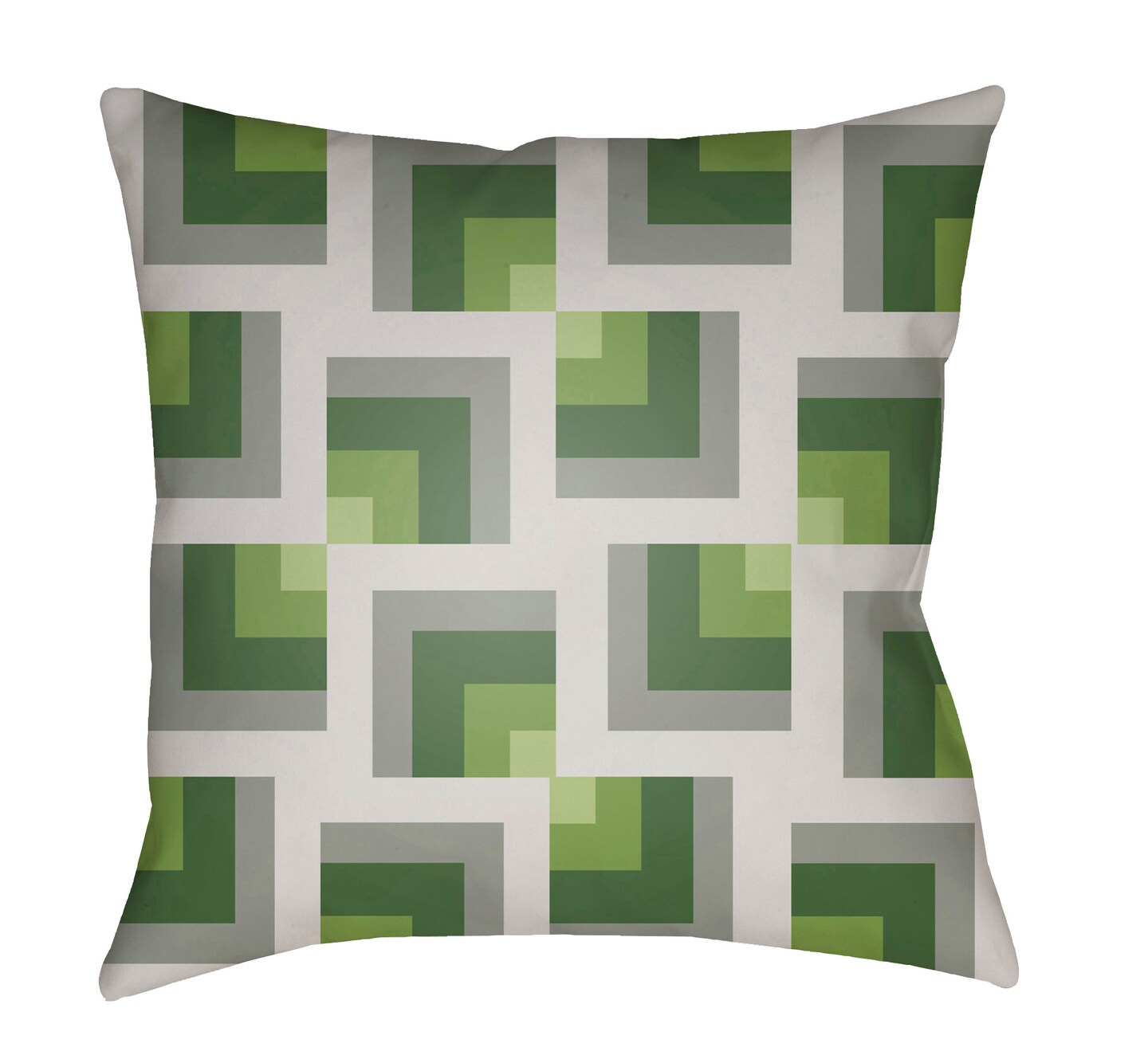 Tiwari Home 18" Moss Green and Gray Geometric Square Throw Pillow Cover