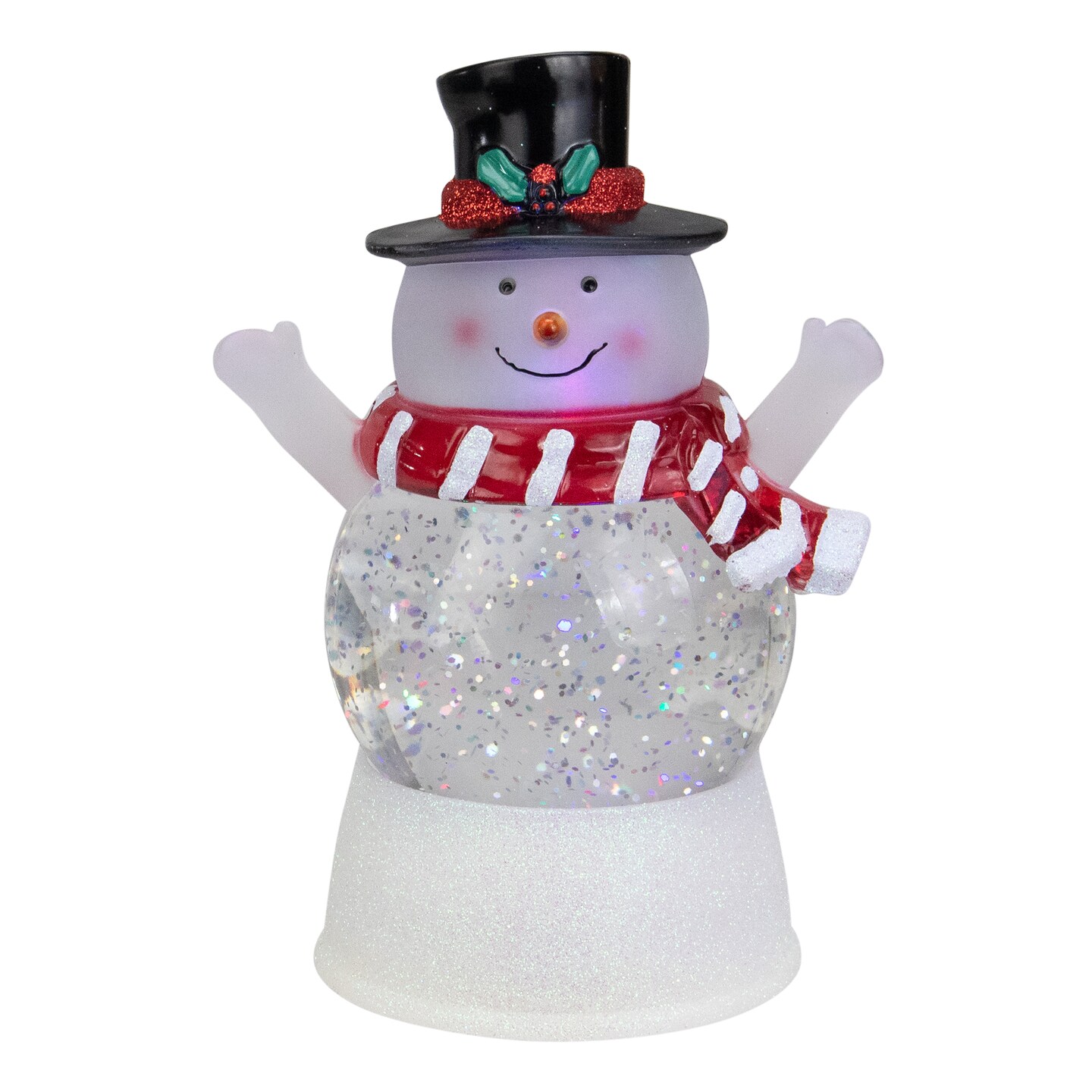 Northlight LED Lighted Snowman with Holly and Berries Top Hat Christmas Snow Globe - 5.75&#x22;