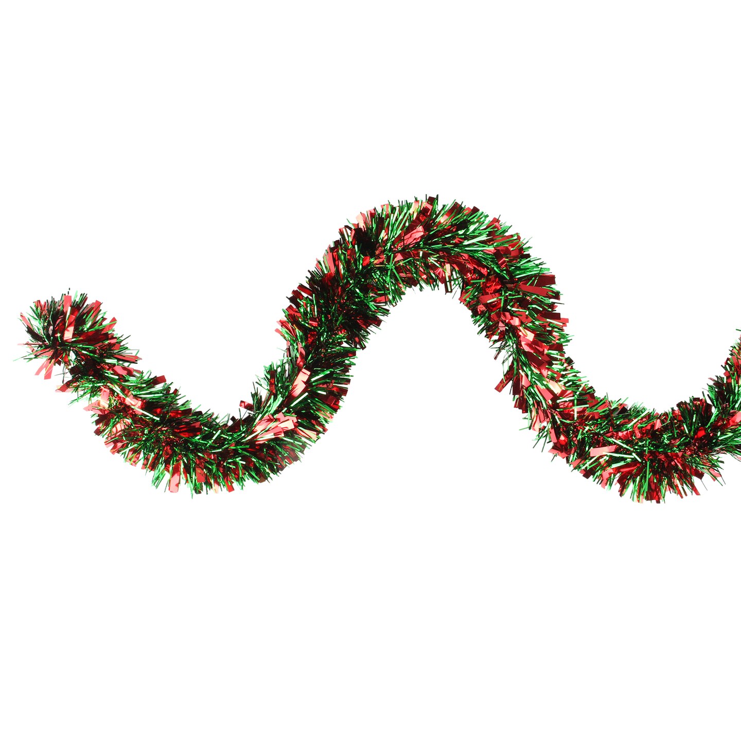 Northlight Tinsel Wide Cut Artificial Christmas Garland - 12&#x27; x 3&#x22; - Red and Green - Unlit