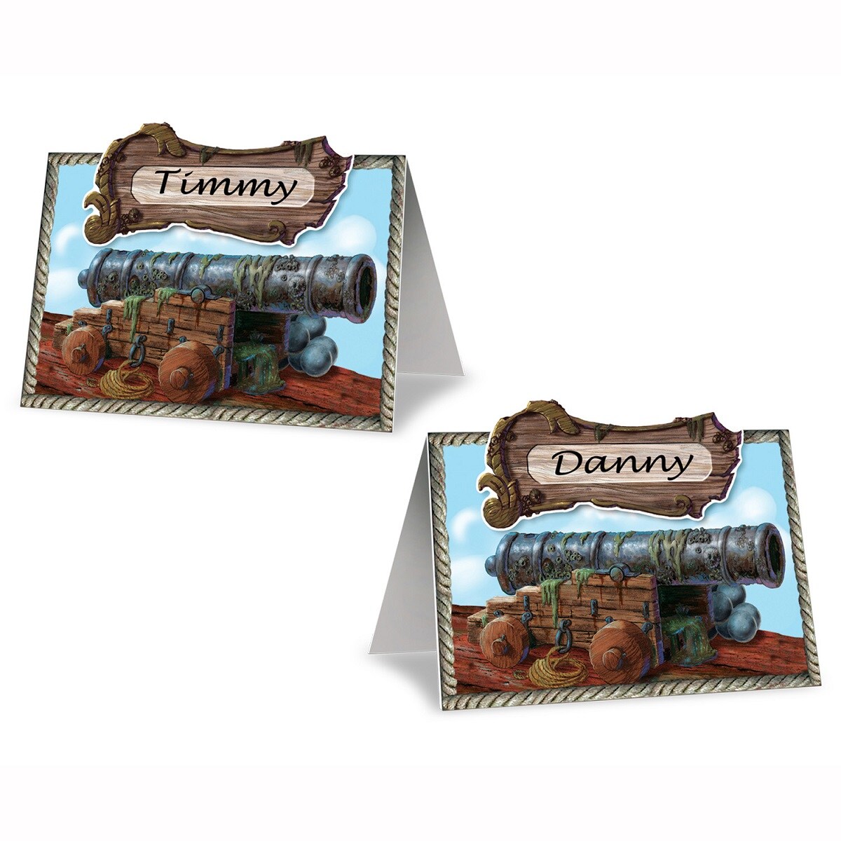 Party Central Club Pack of 96 Brown Pirate Ship Cannon Kid&#x27;s Table Place Cards 4&#x22;