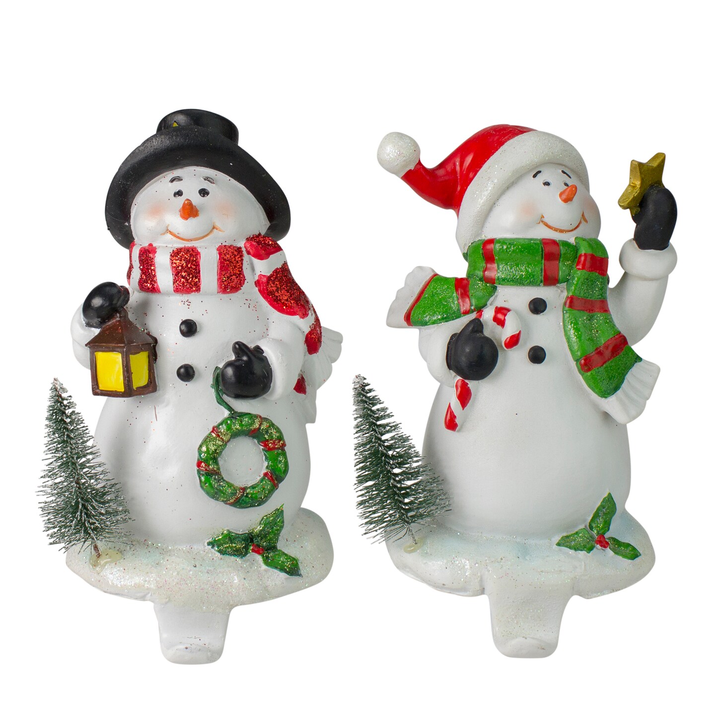 Northlight Set of 2 Glittered Snowman Christmas Stocking Holders 5.75&#x22;