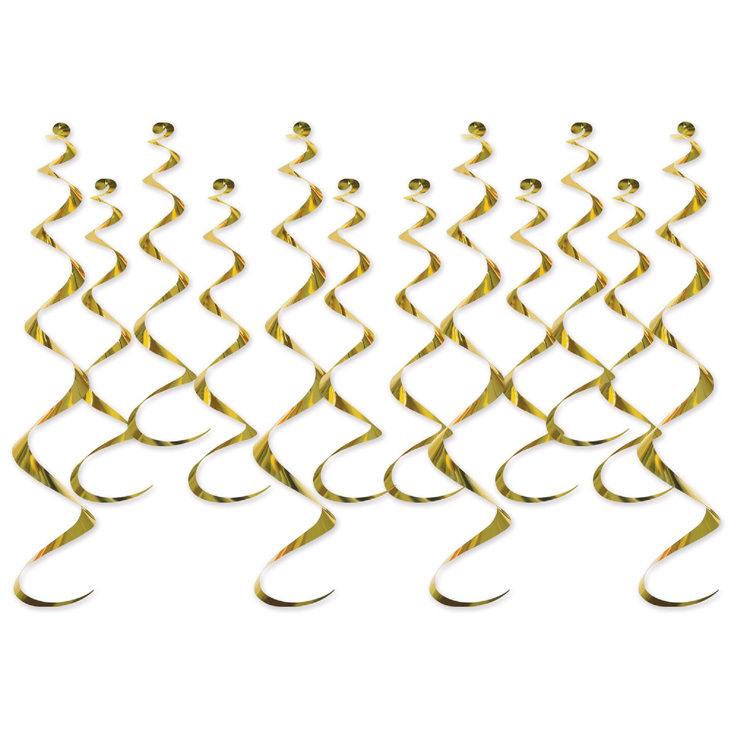 Beistle 72 Counts Gold Metallic Party Ceiling Whirls 25&#x201D;