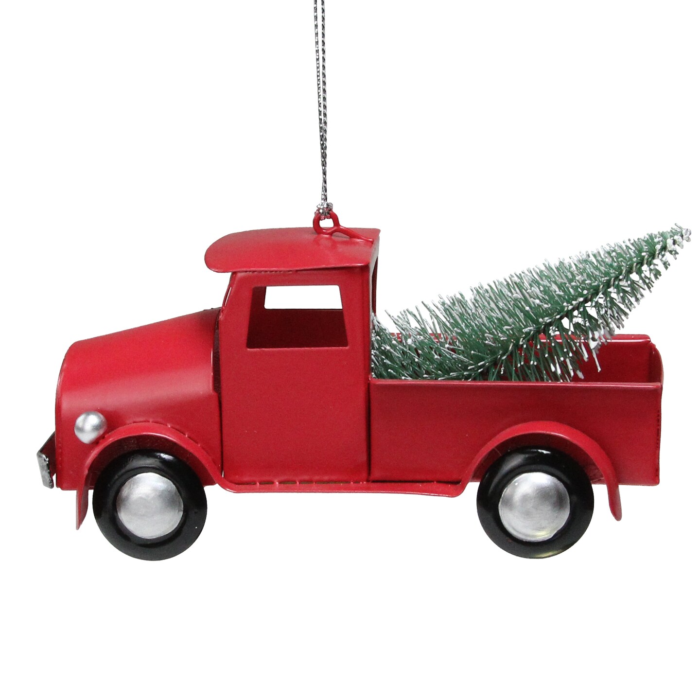 Northlight 4.5&#x22; Red Vintage Style Truck with Frosted Tree Christmas Ornament