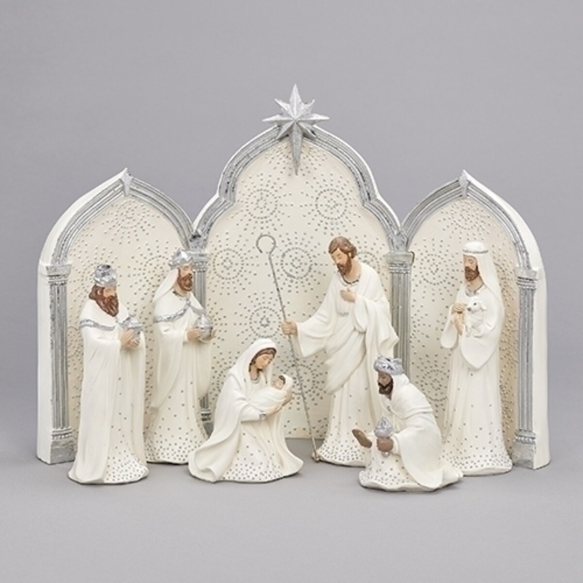 Roman Set of 9 Dotted Triptych Christmas Nativity Figurines 11.5&#x22;