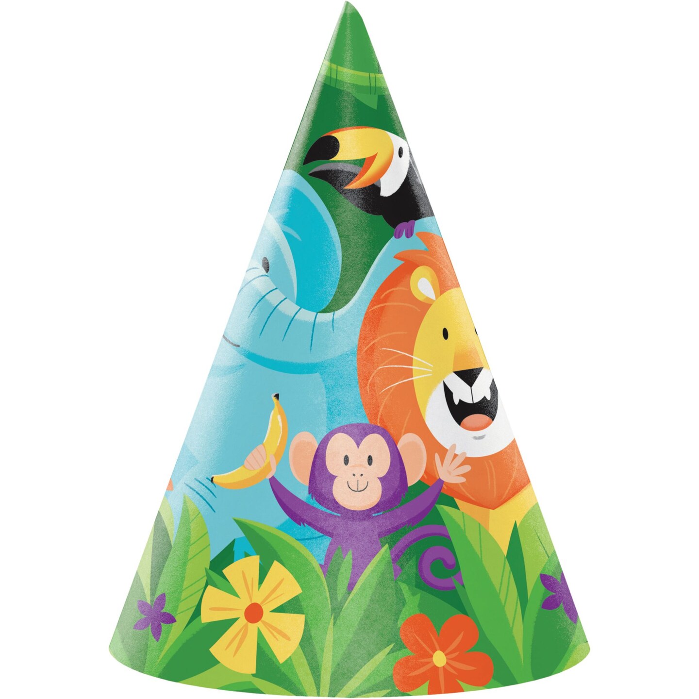 Party Central Club Pack of 48 Orange and Green Jungle Safari Party Hats 6.25&#x22;