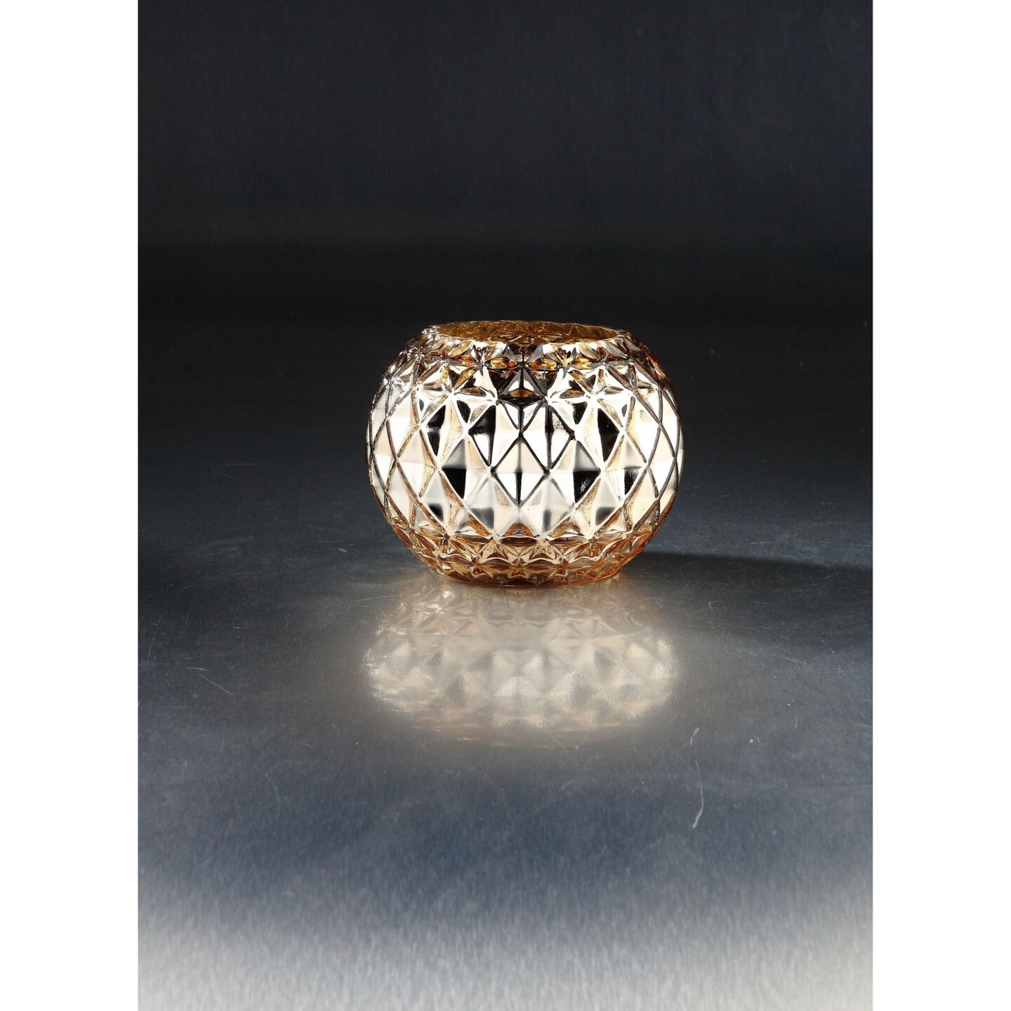 CC Home Furnishings 7&#x201D; Metallic Gold Diamond Pattern Glass Vase
