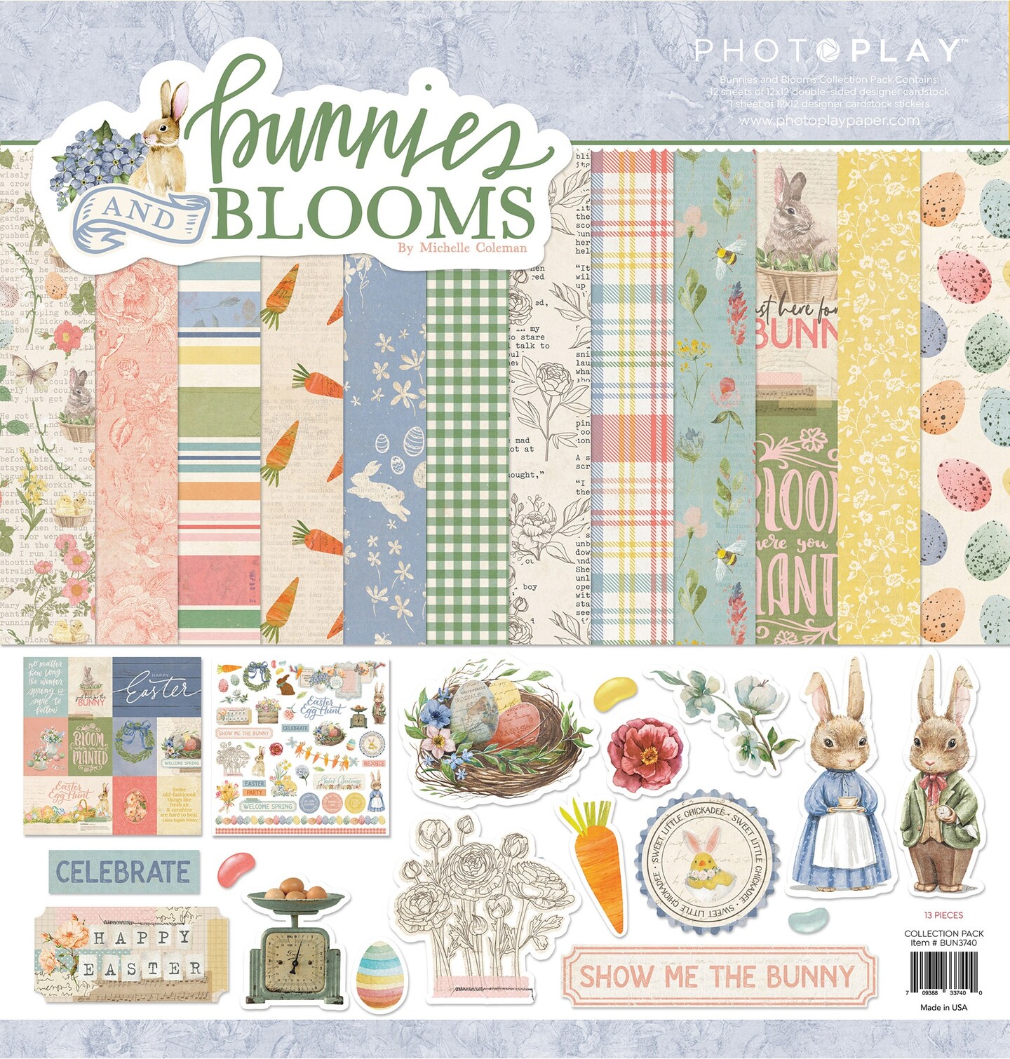PhotoPlay Collection Pack 12&#x22;X12&#x22;-Bunnies &#x26; Blooms