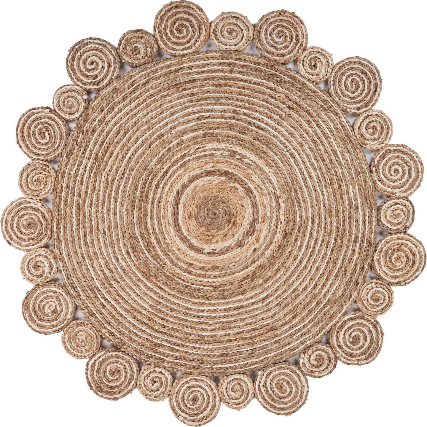 Laddha Home Designs 4&#x27; Brown Spiral Boutique Handmade Round Area Throw Rug